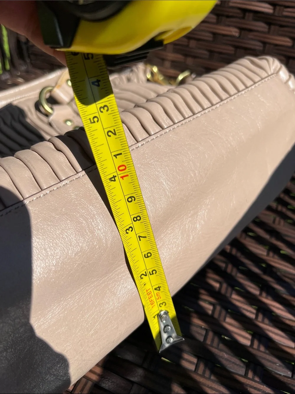 Coach Ashley Pebble-Pleat Satchel in Light Beige